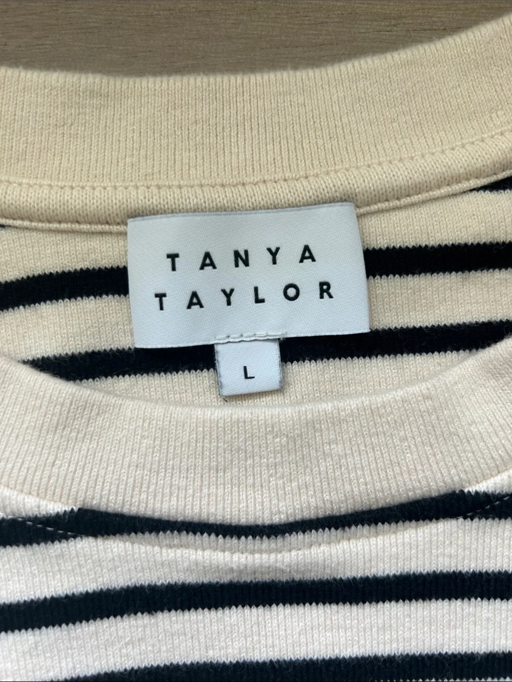 Tanya Taylor Carlita Top Cream and Black Striped Knit - Picture 3 of 11